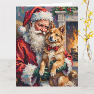 Weihnachtsmann mit finnischer Lapphund-Weihnachtsk Karte
