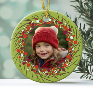 Weihnachtsmann mit Foto - Modernes Berry Keramik Ornament
