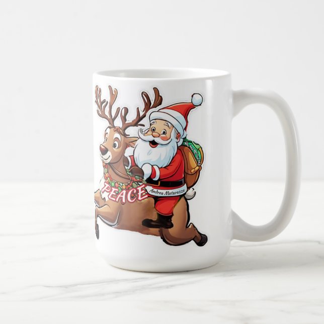 Weihnachtsmann mit Friedensgeschenken Kaffeetasse (Rechts)