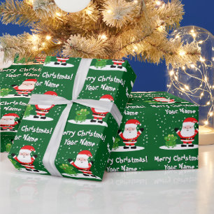 Weihnachtsmann mit Frosch Cartoon-Spaß für Kinder Geschenkpapier