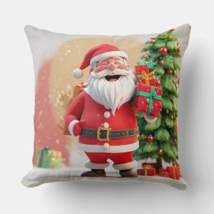 Weihnachtsmann mit Geschenk Kissen