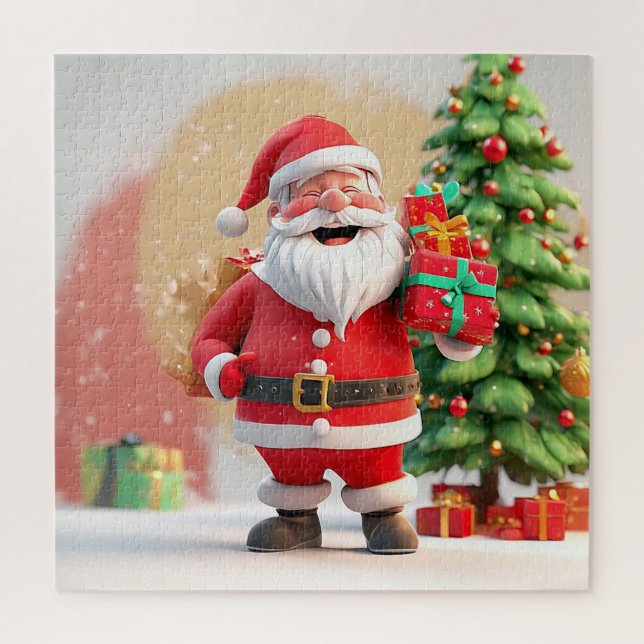 Weihnachtsmann mit Geschenk Puzzle (Vertikal)