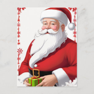 🎄 Weihnachtsmann mit Geschenkbox Freude ❄️ Festli Postkarte