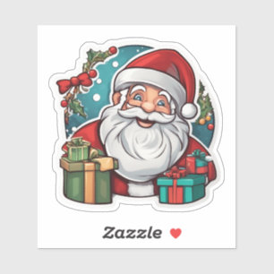 Weihnachtsmann mit Geschenken - Aufkleber