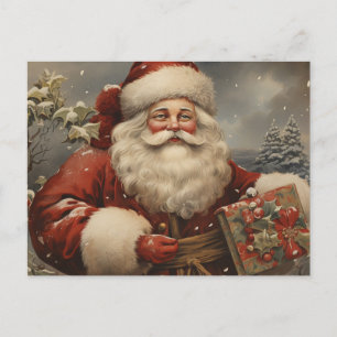 Weihnachtsmann mit Geschenken im Vintage-Stil Feiertagspostkarte