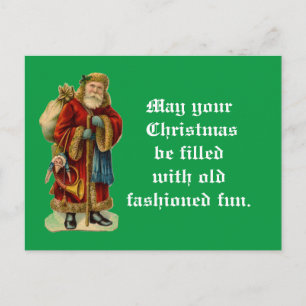 Weihnachtsmann mit Geschenken im Vintage-Stil Postkarte