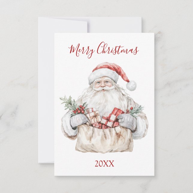 Weihnachtsmann mit Geschenken Mitteilungskarte (Vorderseite)