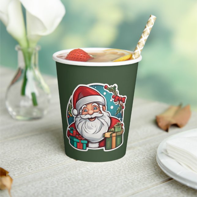 Weihnachtsmann mit Geschenken - Pappbecher (In Situ)