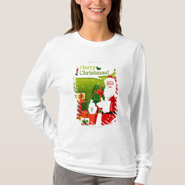 Weihnachtsmann mit Geschenken T-Shirt (Vorderseite)