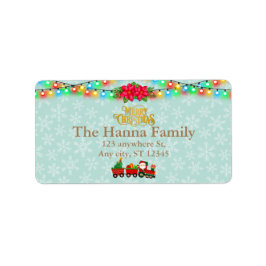 Weihnachtsmann mit Geschenken und Weihnachtsbaum Adressaufkleber