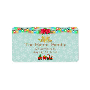 Weihnachtsmann mit Geschenken und Weihnachtsbaum Adressaufkleber