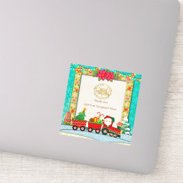 Weihnachtsmann mit Geschenken und Weihnachtsbaum Aufkleber