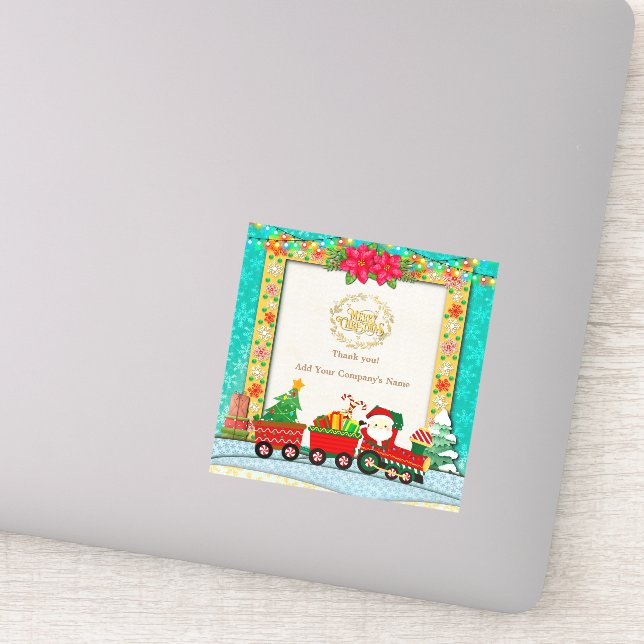 Weihnachtsmann mit Geschenken und Weihnachtsbaum Aufkleber (Detail)