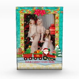 Weihnachtsmann mit Geschenken und Weihnachtsbaum Fotoblock