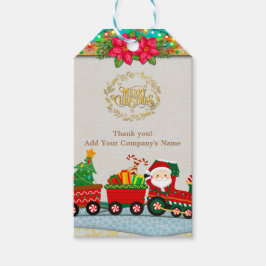 Weihnachtsmann mit Geschenken und Weihnachtsbaum Geschenkanhänger