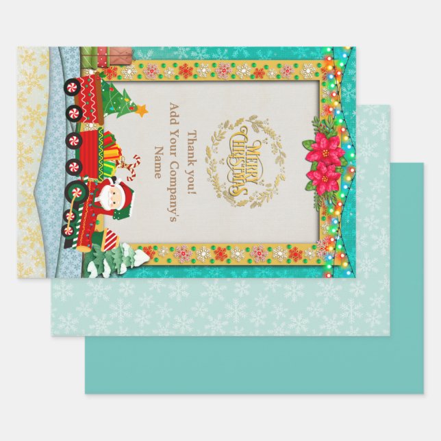 Weihnachtsmann mit Geschenken und Weihnachtsbaum Geschenkpapier Set (Set)