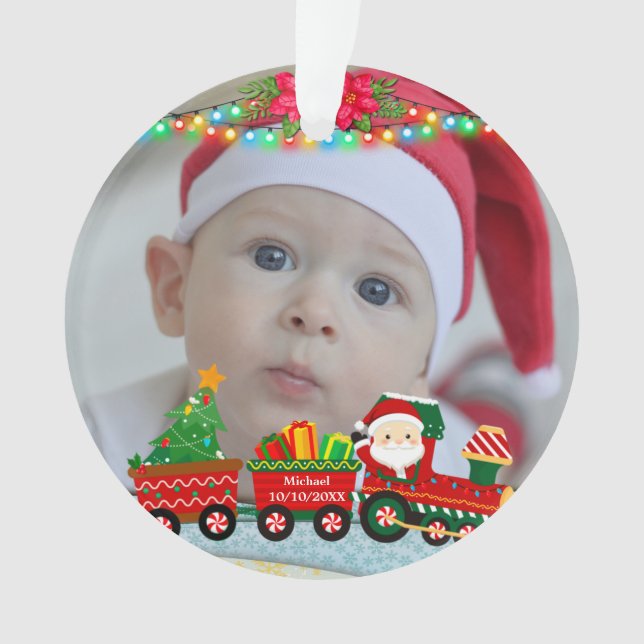 Weihnachtsmann mit Geschenken und Weihnachtsbaum Ornament (Vorderseite)