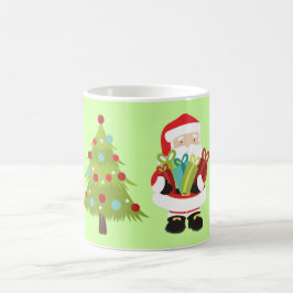 Weihnachtsmann mit Geschenken und Weihnachtsbaum Tasse
