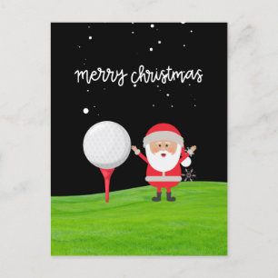 Weihnachtsmann mit Golfball auf Weihnachten Postkarte