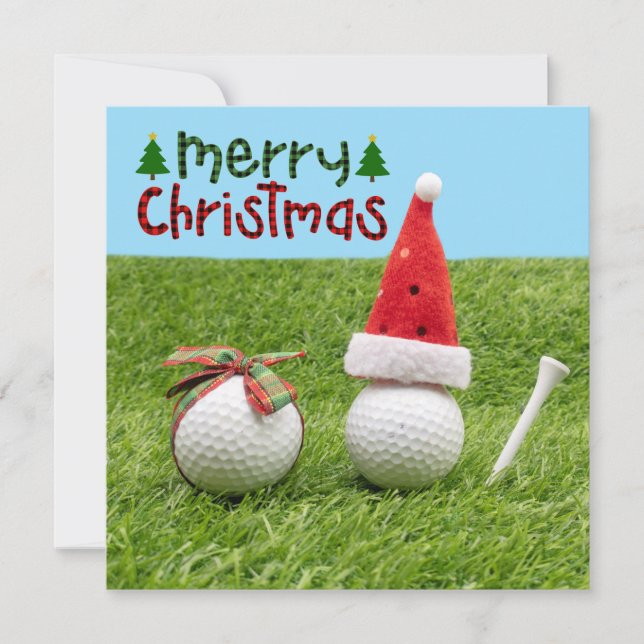 Weihnachtsmann mit Golfball Frohe Weihnachtsgolfer Karte (Vorderseite)