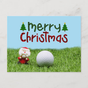 Weihnachtsmann mit Golfball Frohe Weihnachtsgolfer Postkarte