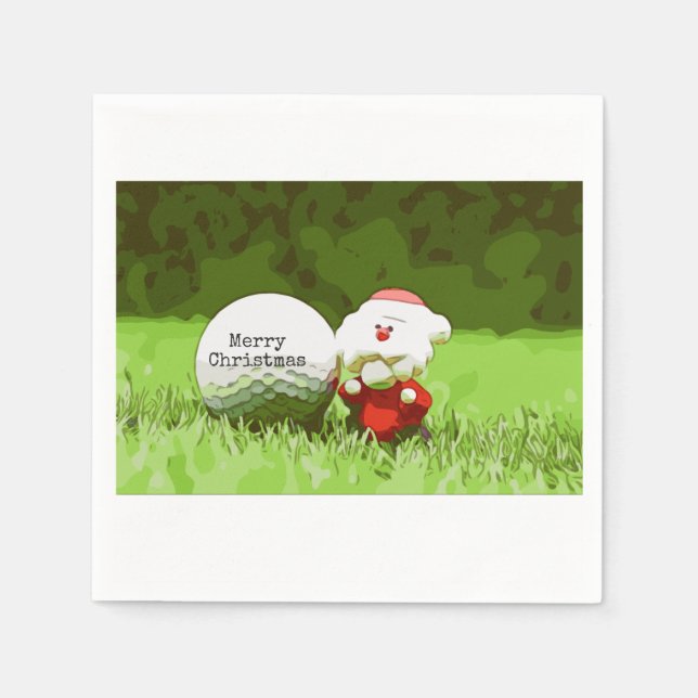 Weihnachtsmann mit Golfball Frohe Weihnachtsgolfer Serviette (Vorderseite)