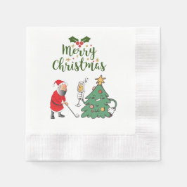 Weihnachtsmann mit Golfball Frohe Weihnachtsgolfer Serviette