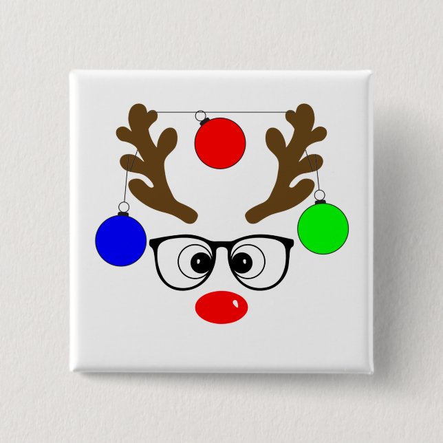 Weihnachtsmann mit großen Gläsern und Ziern Button (Vorderseite)