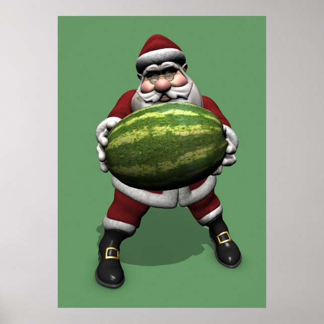 Weihnachtsmann mit großer Melone Poster (Vorne)