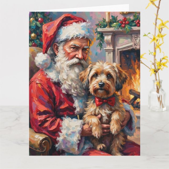 Weihnachtsmann mit Havanese-Weihnachtskunst Karte (Gelbe Blume)