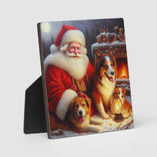 Weihnachtsmann mit Hunden 1 Fotoplatte