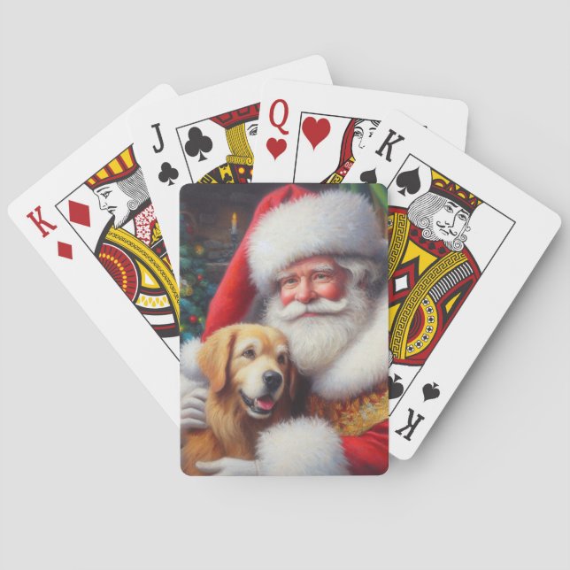 Weihnachtsmann mit Hunden 3 Spielkarten (Rückseite)
