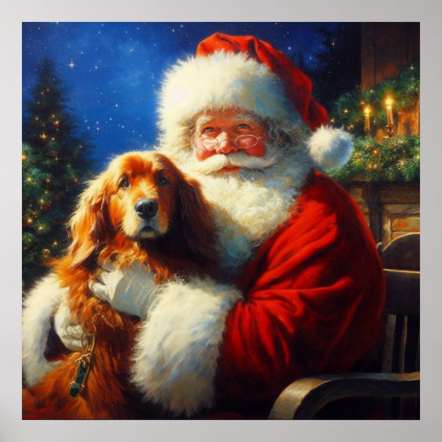 Weihnachtsmann mit Hunden 4 Poster (Vorne)