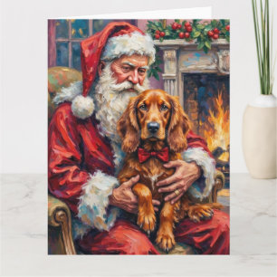 Weihnachtsmann mit Irisch Rotsetter Weihnachtskuns Karte