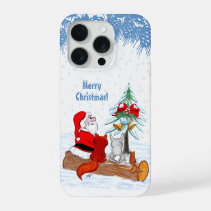 Weihnachtsmann mit Kaninchen Fuchs und Eichhörnche iPhone 15 Pro Hülle