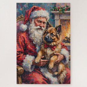 Weihnachtsmann mit Keeshond-Weihnachtskunst Puzzle