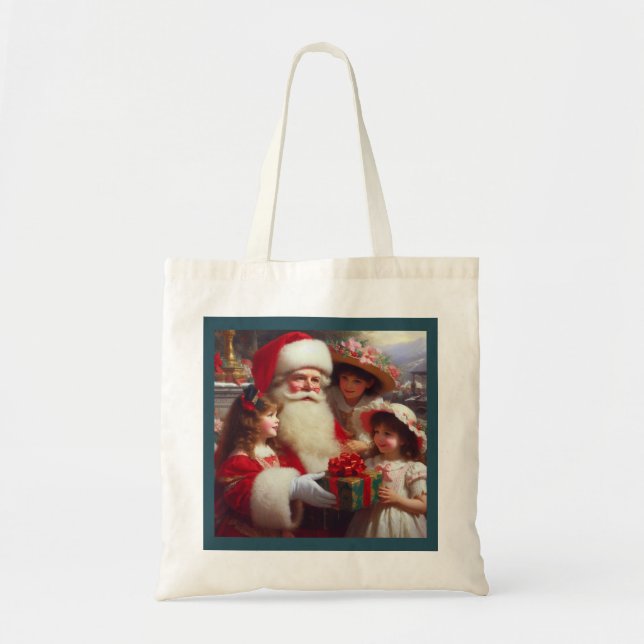 Weihnachtsmann mit Kindern 1 Tragetasche (Vorne)