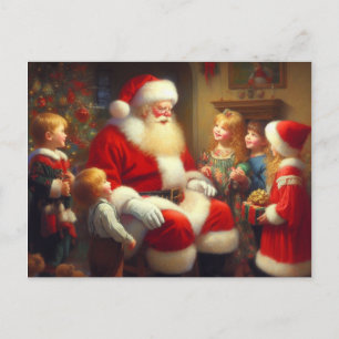 Weihnachtsmann mit Kindern 3 Feiertagspostkarte