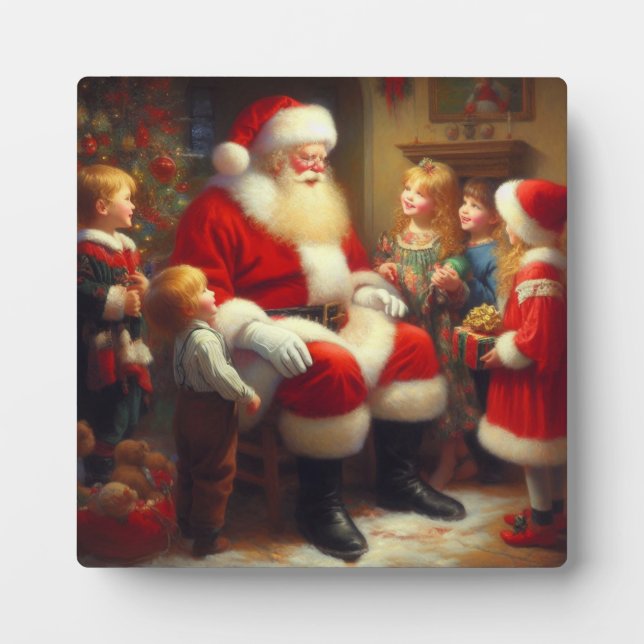 Weihnachtsmann mit Kindern 3 Fotoplatte (Vorderseite)