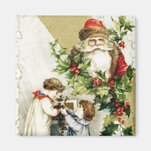 Weihnachtsmann mit Kindern Vintage Magnet