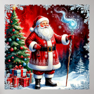 Weihnachtsmann mit magischem Stab Poster