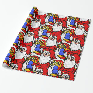 Weihnachtsmann mit Menorah Weihnachtsgeschenk Wrap Geschenkpapier