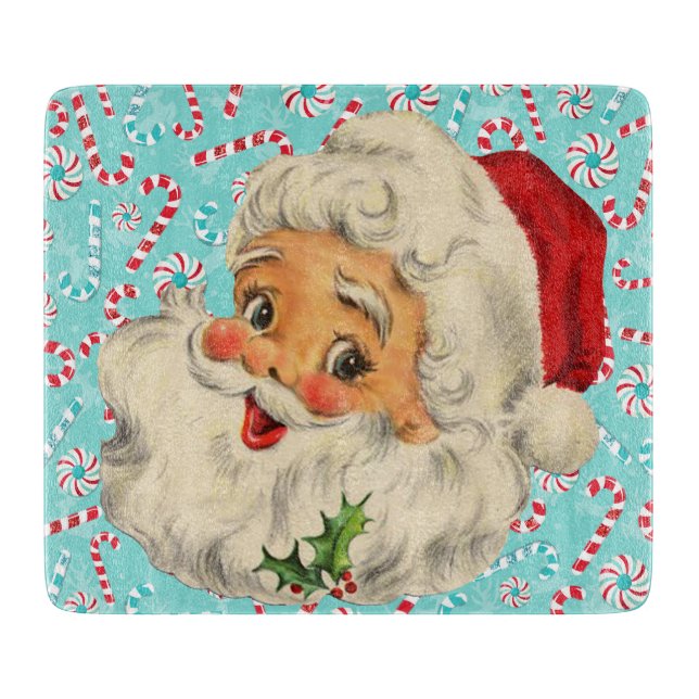 Weihnachtsmann mit Pfefferminz Schneidebrett (Vorderseite)