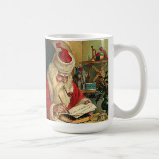 Weihnachtsmann mit Pfeife Vintage-Druck Kaffeetass Tasse