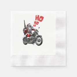 Weihnachtsmann mit Pistole auf dem Motorrad Serviette