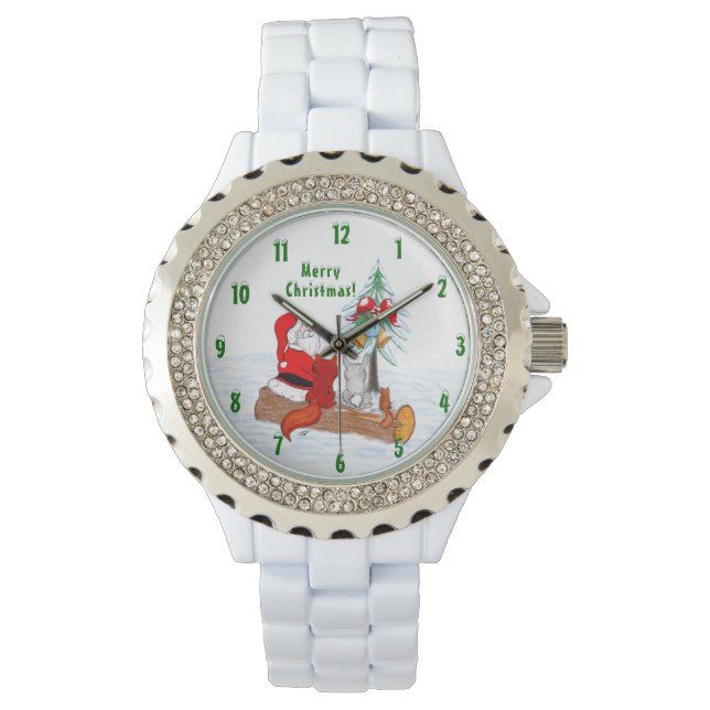 Weihnachtsmann mit Rabbit Fox und Eichhörnchen Armbanduhr (Vorderseite)