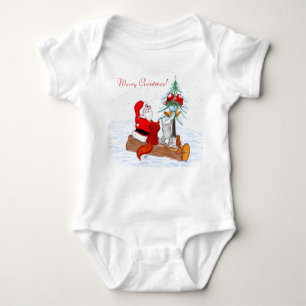 Weihnachtsmann mit Rabbit Fox und Eichhörnchen Baby Strampler