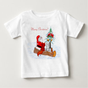 Weihnachtsmann mit Rabbit Fox und Eichhörnchen Baby T-shirt
