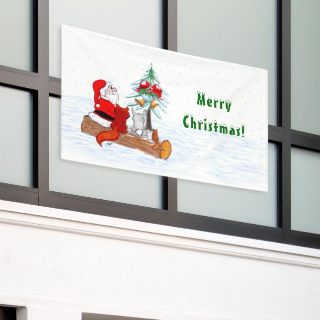 Weihnachtsmann mit Rabbit Fox und Eichhörnchen Banner (Äußeres Gebäude)