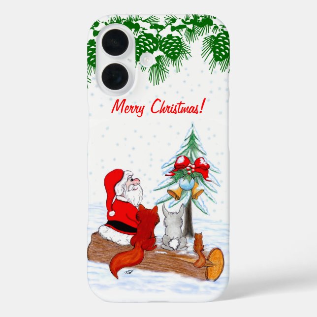 Weihnachtsmann mit Rabbit Fox und Eichhörnchen Case-Mate iPhone Hülle (Rückseite)